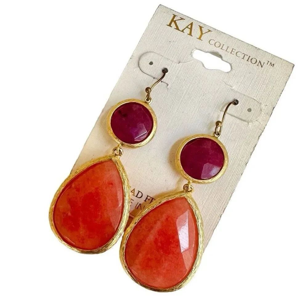 Kay Jewelers pink teardrop statement earrings